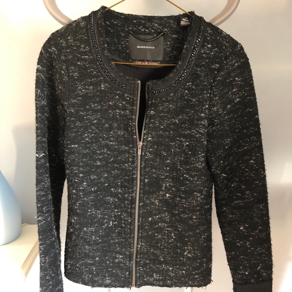 Maison Scotch zip-up sweater with chain detail